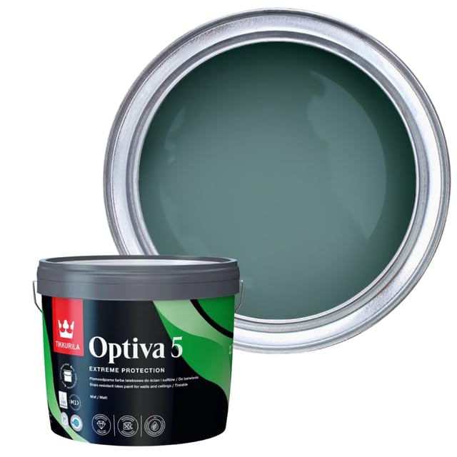 TIKKURILA Optiva 5 Matt Emulsion Paint โ Durable, Scrubbable & Easy-Clean for Walls and Ceilings | Zero VOC - 3L Silk Road S440