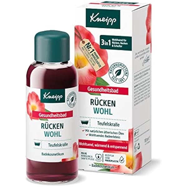 Kneipp Kąpiel zdrowotna na na plecach – olejek do kąpieli z cennym ekstraktem z diabelskiej pazury i naturalnych olejków eterycznych z lawendy i kajeputu – na plecy, kark i ramiona – 100 ml