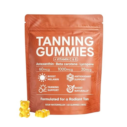 Skin Tanning Gummies, Best Tanning Gummies Natural Looking Glow, Bronzing, Radiant Healthy Skin, for...