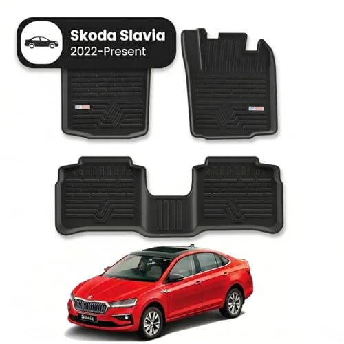 Image of 3D TPE Car Floor Mat for Slavia (2022 Onwards) Custom Fit, Heavy Duty & Anti-Slip Slavia Floor Mat | Easy to Clean, All Weather Resistant, Waterproof & Dustproof Car Foot Mat