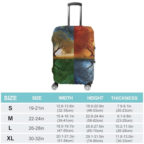 Four Season Tree of Life Luggage Cover, Washable Elastic Suitcase Cover Protector Fit 18-32 Inch Luggage2
