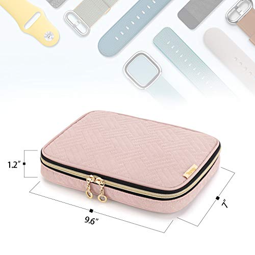 Teamoy Watch Band Storage Case Holds 12 Watch Straps, Travel Organizer Bag Compatible For All Series Apple Watch Bands Or Smart Watch Bands, Misty Rose #TOP4