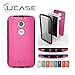 Ucase Moto X 2nd Generation With built in Screen Protector, Hybrid Slim Phone Case Cover (Pink)
