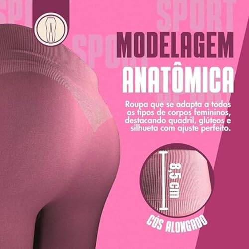 Selene Calça Legging Academia Sem Costura Cintura Alta Fitness Feminino Adulto, Pink Mescla, G