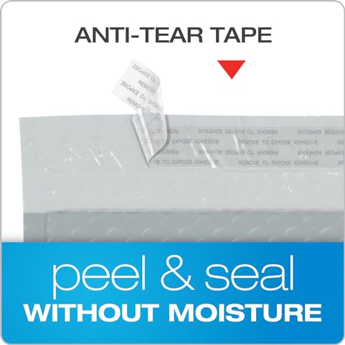 Image of Quality Park Bubble Mailers, 6 inch x 9 inch, Gray Poly Mailers, Padded Envelopes, Shipping Bags, Water Resistant, Self Seal, 50 Per Box (QUA85911)