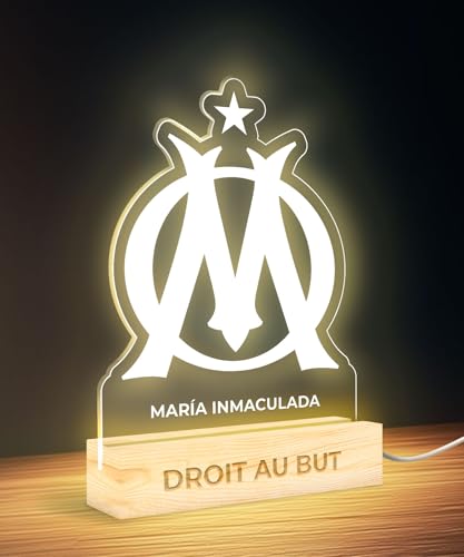 Panorama Lampe de Chevet Foot 15x22 cm Olympique de Marseille - Lampe Led Personnalisé - Veilleuse...
