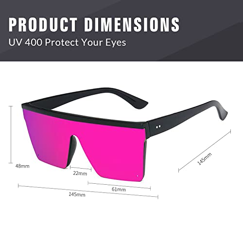 GIFIORE Retro Square Big Sunglasses Women Flat Top Mirrored Shades Siamese Lens3