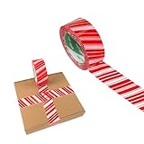 JHJEWH Christmas Candy Packing Tape,Red and White Stripe Printed Tapes,Waterproof Xmas Gift Wrapping Package Tape,Decorative Tape for Christmas Gift Box Wrapping Decor,1.77 Inches x 100 Yards