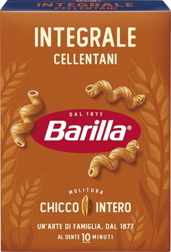 Barilla Pasta Cellentani Integrali con Semola Integrale di Grano Duro, Pasta Corta Fonte di Fibre, Ideali con Sughi di Verdure o Carne, 500 g
