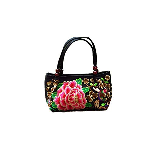 Embroidered Handbags Vintage Flower Embroidery Bag Colorful Chinese Purses and Handbags Ethnic Evening Tote Bag for Women Girls (One flower)