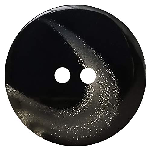 Button Sewing Button 2 Hole Round Button Plastic Buttons Coat Button Black with Shiny Touches Button 50L Pack of 12