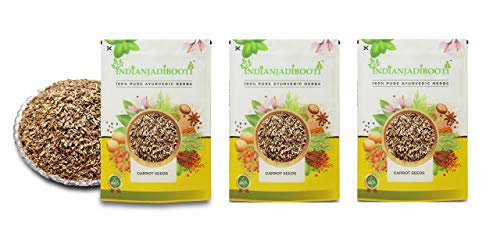 Image of IndianJadiBooti Edible Carrot Seeds | For Good Skin Health & Immunity Benefits - Gajar ke Beej for Eating- Daucus carota | 3 Packs of 900 Grams