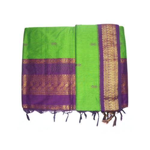 Image of Pure Kalyani Cotton Saree | Zari Border & Blouse Piece - Lata Gadwal Design | Traditional Saree