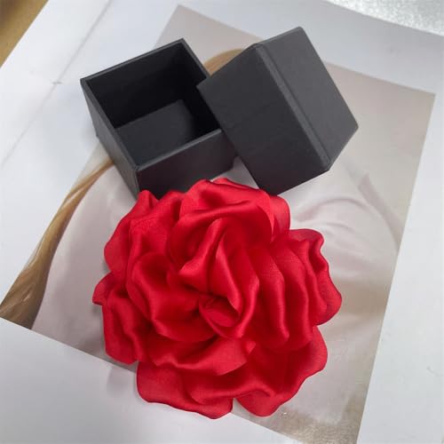 Image of Dainty Peony Rose Flower Brooches Lapel Pins Delicate Elegant Fabric Flowers Brooch Pin for Women Flower Corsage for Wedding Party Accessories Jewelry Gifts100mm