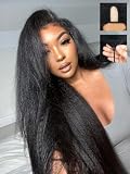 Fuduete 16 Inch Kinky Straight U Part Wig Human Hair for Black Women With Drawstring Natural Hairline Glueless Yaki Straight U Shape Wig No Glue Beginner Friendly Natural Color 220% Density