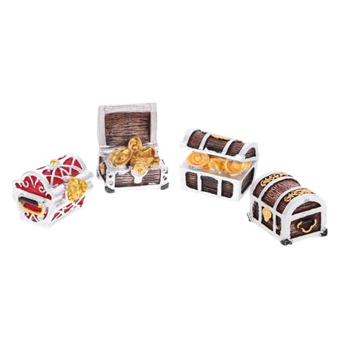 ABOOFAN 4個 水槽用リアル樹脂製点海底宝箱飾り 魚タンク装飾 小型アクアリウムインテリア オフィスや家のテーブル飾りに