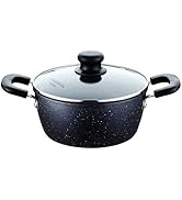 ＣＯＯＫＳＭＡＲＫ 両手鍋 20cm IH対応オール熱源対応 ガラス鍋蓋付 フッ素加工 ブラック