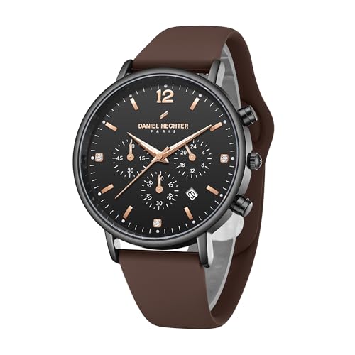 Image of Daniel Hechter Paris Picpus Collection Chronograph Watch for Men with Round Dial, Crystal Markers, Date Display & Silicone Strap