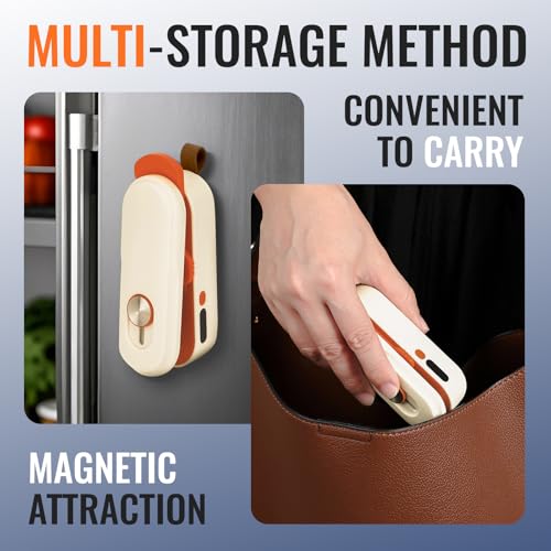 Image of 2-in-1 Mini Bag Sealer with Knife, Rechargeable Heat Sealer, 3 Modes for Light /Medium /Heavy Bags, Portable Snack Sealer