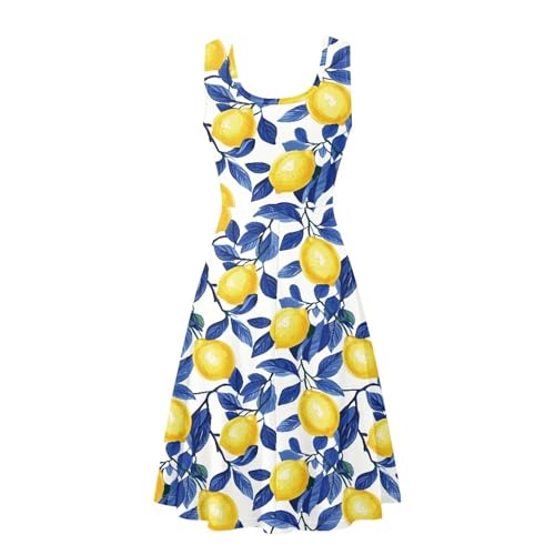 Image of Women Stylish Tank Dresses Sleeveless Round Neck Midi Casual Dress with Pocket for Summer