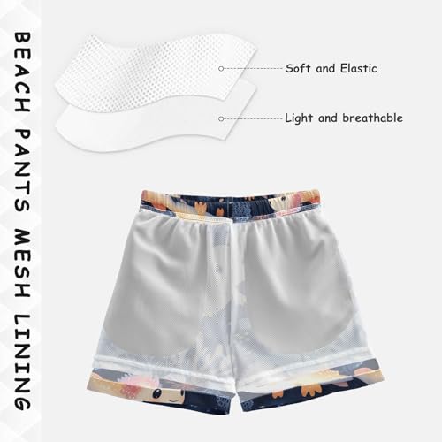 Pigsaly Boys' Swim Board Shorts Cute Pink Fish Boy's Swim Trunks Kids Swimwear S4