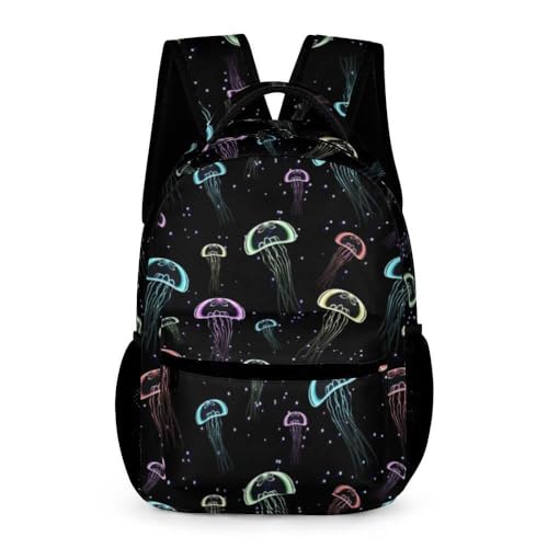 Jellyfish Backpack for Kids Girls Boys School, 16 Inches Cute Jellyfishes Theme Bookbag, Adjustable, Lightweight, Large Capacity, Colorful Daily Casual Backpacks
