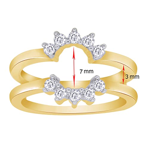 AFFY 0.47 Carat Round White Cubic Zirconia Solitaire Enhancer Guard Ring 14K Gold Over Sterling Silver2