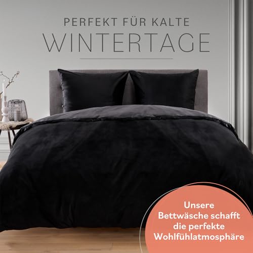 Blumtal Winterbettwäsche 200x200 cm Cashmere-Touch Plüsch – warmes Mikrofaser-Set, Oeko-TEX Zertifiziert… – Ansicht 3