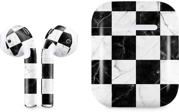 Skinit Decal Audio Skin Compatible with Apple AirPods - Black Marble Design