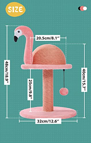 Petepela Cat Scratching Post, Flamingos Natural Sisal Cat Scratcher With Interactive Toy Ball And Extra Replacement Sisal Scrathing Pole For Kittens And Small Cats Pink #TOP3