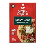 Simply Organic Spicy Taco Seasoning Mix, Vegan Friendly, Kosher, USDA Certified Organic, Gluten Free & Non-GMO, 1.13 Ounce (Pack of 12)