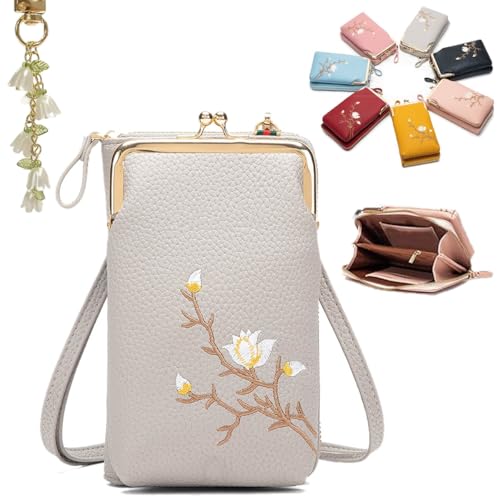 Forever Savour Women Sling Cross-Body Wallet with Mobile Cell Phone Holder, Rowgins Passport Crossbody Purse for Travel