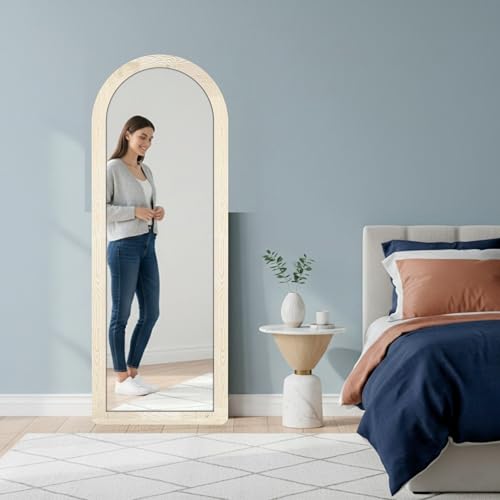 Image of Creative Arts n Frames 15x51 inch Long Fiber Wood Arched Wall Hanging Mount HD Mirror Home Decor Items Living Room Bathroom Bedroom Hotel Office (Highland Pine Finish Color HD Arch Mirror)