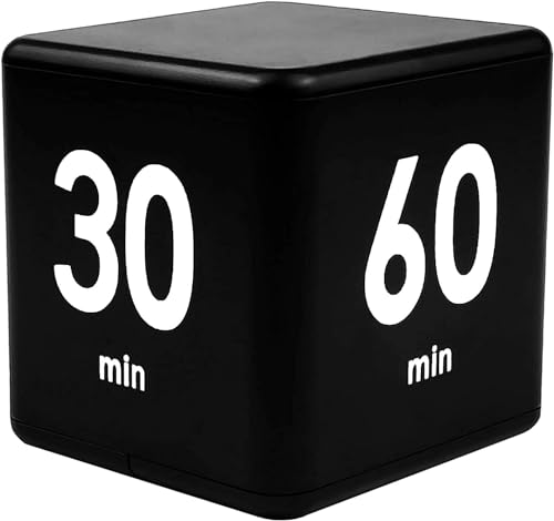 Black Cube Timer, Kitchen Gravity Sensor Flip Digital Timer for Time Management and Countdown Settings,15-20-30-60 Minutes Work Timer for Kids Focus Study