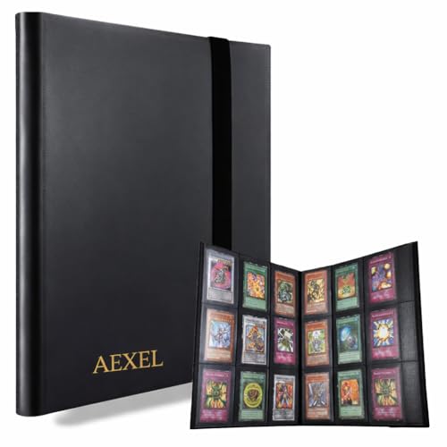 Image of Trading Card Binder Soft PP Material Elastic Strap, Store Cards with Sleeves,Black color (4 Pocket 160 Cards Capacity)