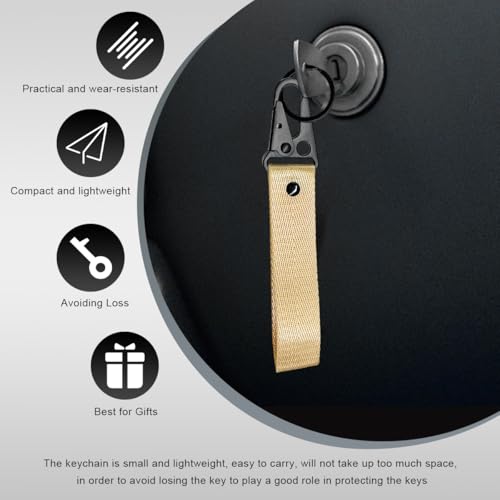 Image of Wevdn Car Key Chain, Fabric Metal Practical Multifunctional Motorcycle Keychain, Anti-Lost Keychain with O-Ring for Men Women (Beige)