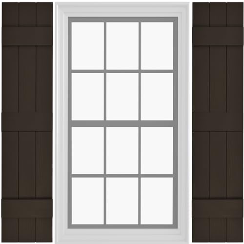 Pontiac Trail Board & Batten Vinyl Shutters (1 Pair) | 11"x55" (3-Board) - Stone Mason Brown | Exterior Window Shutters | Includes Mounting Hardware | Simple Installation | Made in USA