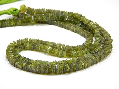 Vesuvianite perles heishi carrées de qualité gemme naturelle 16 pouces