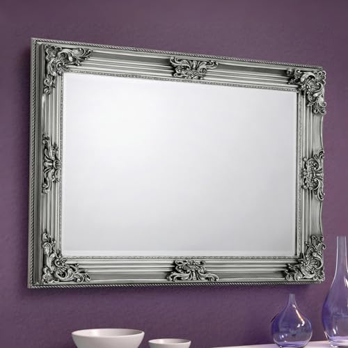 Julian Bowen Rococo Pewter Wall Mirror - Elegant and Ornate Design for Sophisticated Interiors