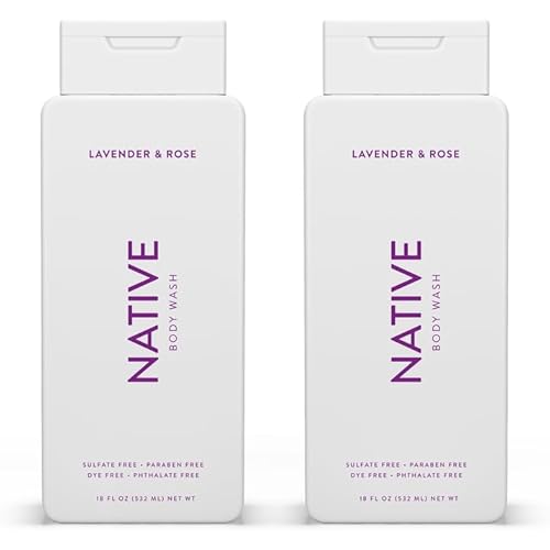 Native Body Wash Contains Naturally Derived Ingredients | For Women & Men, Sulfate, Paraben, & Dye Free Leaving Skin Soft and Hydrated | Lavender & Rose 18 oz - 2 Pk