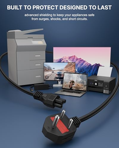 Image of FEDUS 1.8 Meter (5.9 Feet) Long Laptop Power Cord with Protection Fuse, 2500 Watt 3 Pin IEC C5 Charger Adapter Cable Wire AC Lead for Asus /Dell /HP /Lenovo /ASUS /Acer /Samsung /Compaq & All Gaming Laptop