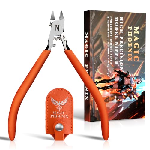 MAGIC PHOENIX Ultimate Model Nippers, Ultra-thin Single Blade Flush Cutter for Gundam & Resin & Plastic Models, Cr-V Steel with Non-Stick Coating, Ergonomic Non-slip Grip (Professional Grade)