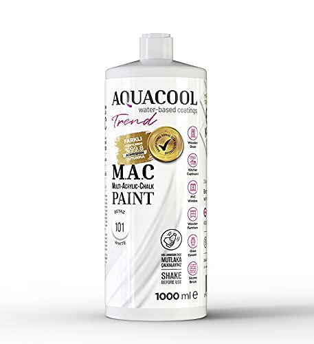 AquaCool - Pintura de secado rápido para interiores y exteriores (acrílico, 1000 ml, color blanco 101) Cover