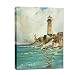 JZLDZS Large Lighthouse Coastal Canvas Art - Turquoise Teal Nautical Living Room Wall Decor - Gallery Wrapped 24x32 Inches