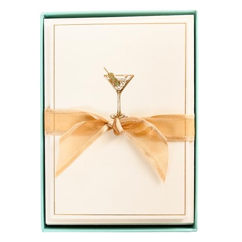Image of Graphique La Petite Presse Martini Boxed Notes | Blank Note Cards with Envelopes | 10 Count All Occasion Greeting Card Set | 3.25 x 4.75 Inches | High Quality Thick Paper Stationery with Unique Design