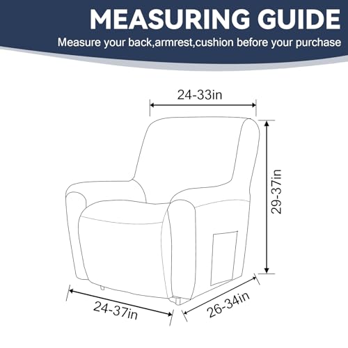 Cupuamon Recliner Chair Covers,Lazy Boy Recliner Covers Stretch Reclining Covers 1 Piece Furniture Protector with Elastic Bottom for Dog,Kids-Navy - Image 3