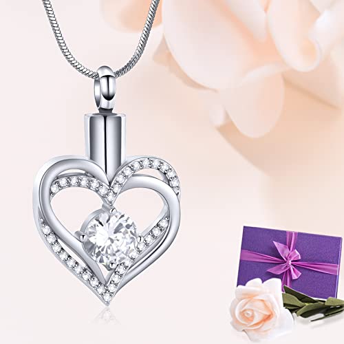 Minicremation Cremation Urn Necklace for Ashes Cremation Jewelry Heart Urn Necklace for Women Girls Birthstone Memorial Jewelry Pendant for Ashes for Human Pet - Image 3