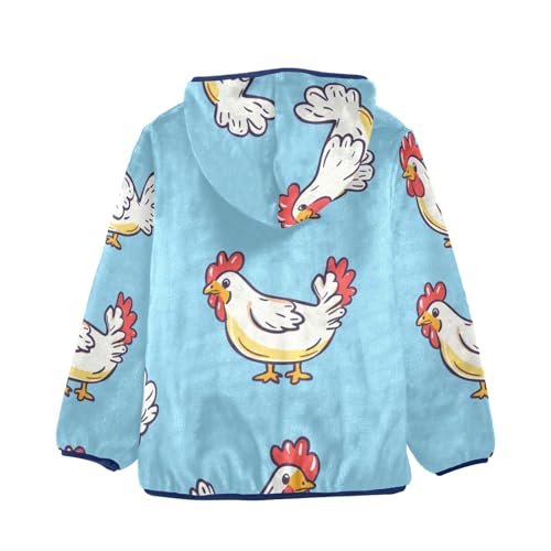 Cute Cartoon Roosters Girls Fleece Jacket Girls Fall Jacket Girls Zip Up Hoodie Girls Sherpa Jacket 2-10T2