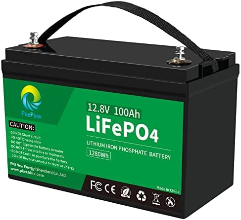 PacPow 12V 100Ah LiFePO4 Lithium Battery, Built-in 100A BMS,5000+ Cycles, Perfect for RV, Solar, Boat, Marine, Trolling Motor, Perfect Replace Most of Backup Power and Off Grid