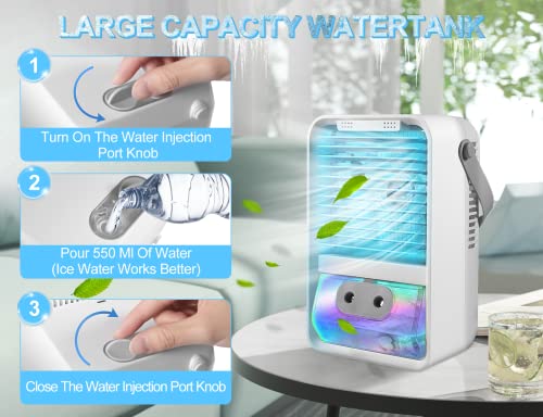 Energy-Saving Portable Air Conditioner With Aromatherapy, 3 Speeds Personal Evaporative Air Cooler With Rgb Light & Humidify Misting For Home Office #TOP2